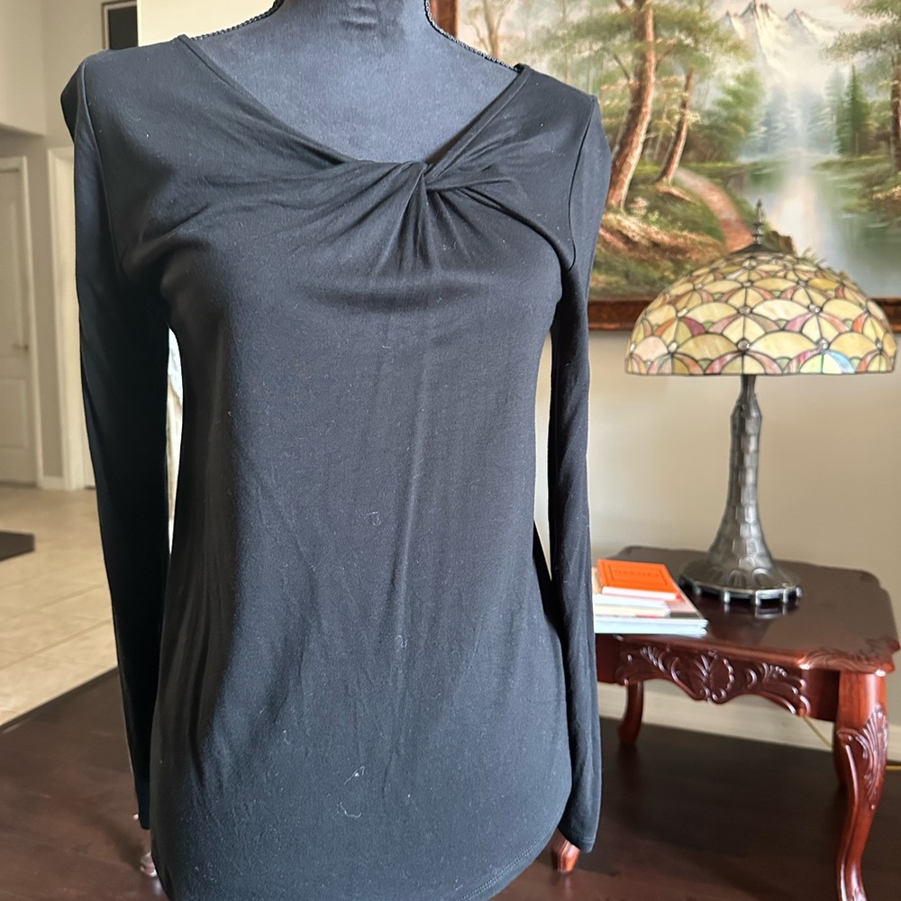 Elegant Black Long Sleeve Women's Top